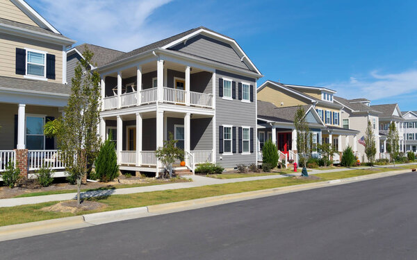 Street of suburban homes