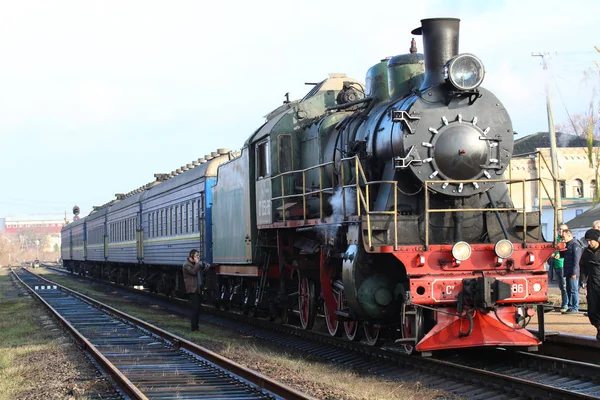 Smila Ukraine November 2019 Steam Locomotive 251 Smila Station — ストック写真