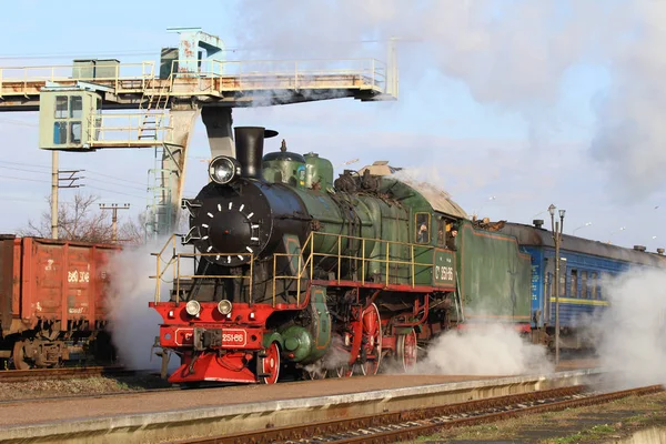 Smila Oekraïne November 2019 Stoomlocomotief 251 Station Smila — Stockfoto