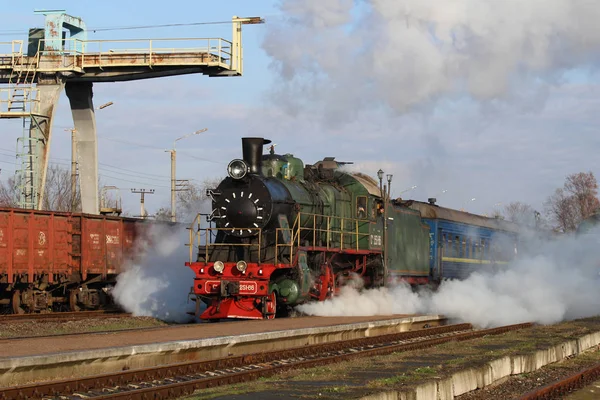Smila Ukraine November 2019 Steam Locomotive 251 Smila Station — ストック写真