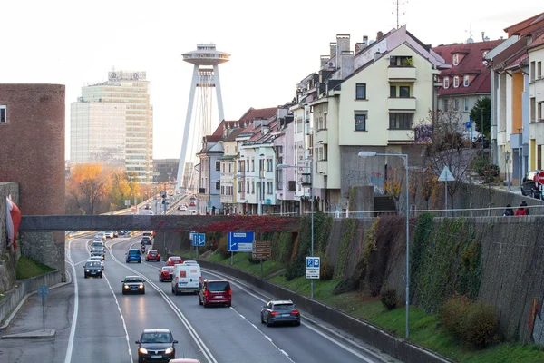 Bratislava Listopadu 2019 Silniční Most Bratislavě Bratislavské Historické Centrum Ulice — Stock fotografie