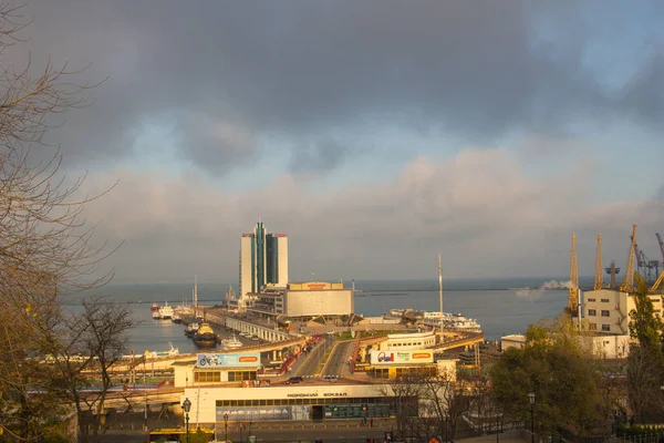 Odesa Ucrânia Novembro 2019 Vista Para Porto Odesa — Fotografia de Stock