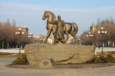 Kryvyi Rih, Ukrayna - 5 Ocak 2017: Kozak Rig Anıtı