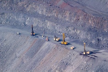 Kryvyi Rih, Ukraine - February 22, 2020: Mining in the open-pit mine of the Yugok Mining Concentrating Plant in Kryvyi Rih, Ukraine
