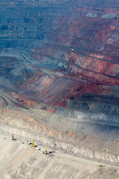 Mining in the open-pit mine of the Yugok Mining Concentrating Plant in Kryvyi Rih