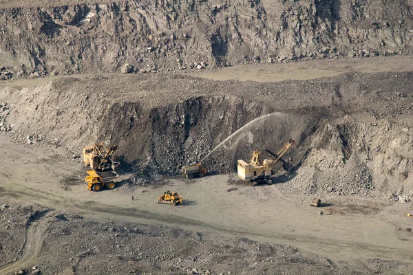 Kryvyi Rih, Ukraine - February 22, 2020: Mining in the open-pit mine of the Yugok Mining Concentrating Plant in Kryvyi Rih, Ukraine