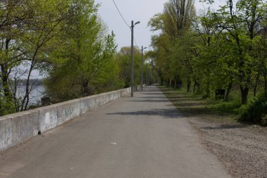Svitlovodsk, Ukraine - April 29, 2019: Seafront of Dnipro river in Svitlovodsk, Kirovograd region