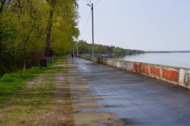 Svitlovodsk, Ukraine - April 29, 2019: Seafront of Dnipro river in Svitlovodsk, Kirovograd region