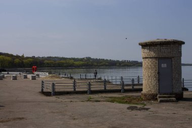 Svitlovodsk, Ukraine - April 29, 2019: Seafront of Dnipro river in Svitlovodsk, Kirovograd region