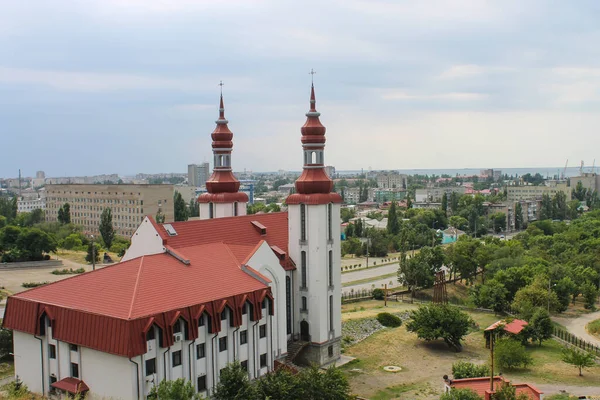 Berdjansk Ukraine Juli 2018 Blick Vom Hügel Auf Die Stadt — Stockfoto