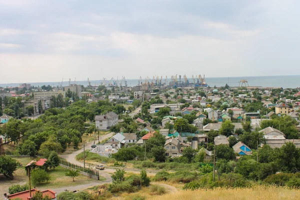 Berdyansk Oekraïne Juli 2018 Uitzicht Vanaf Heuvel Naar Stad Berdyansk — Stockfoto