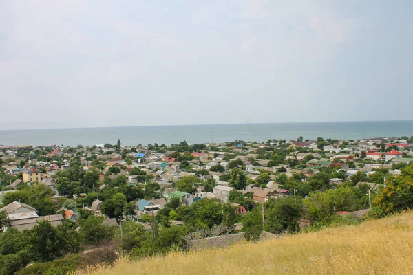 Berdyansk Oekraïne Juli 2018 Uitzicht Vanaf Heuvel Naar Stad Berdyansk — Stockfoto