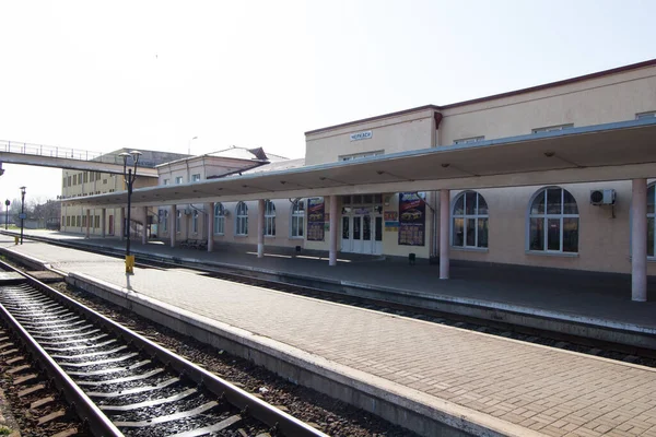 Cherkasy Ukraina Mars 2020 Tomma Plattformar Cherkasy Station Rusningstid Grund — Stockfoto