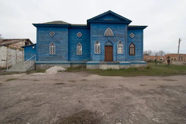 Pleskachivka Región Cherkasy Ucrania Marzo 2020 Antigua Iglesia Madera Centro — Foto de Stock