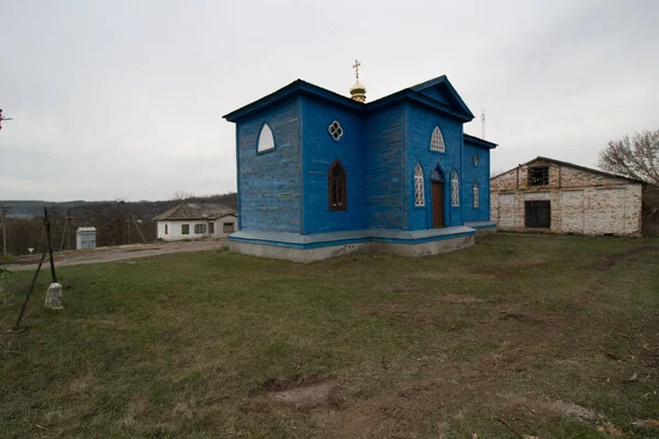 Pleskachivka Tscherkasy Region Ukraine März 2020 Alte Holzkirche Dorfzentrum — Stockfoto