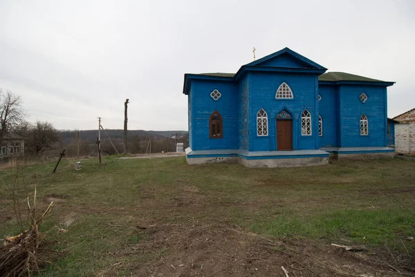Pleskachivka Tscherkasy Region Ukraine März 2020 Alte Holzkirche Dorfzentrum — Stockfoto