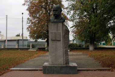 Bohuslav, Ukraine - October 29, 2021: Taras Shevchenko monument in Bohuslav, Ukraine 