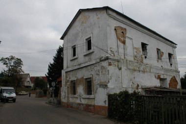 Bohuslav, Ukrayna - 30 Eylül 2018: Bohuslav 'daki eski bina (Kamjanycia)