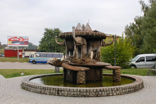 Bohuslav Ucrania Septiembre 2018 Fuente Conmemorativa Dedicada Topografía Histórica Ciudad —  Fotos de Stock