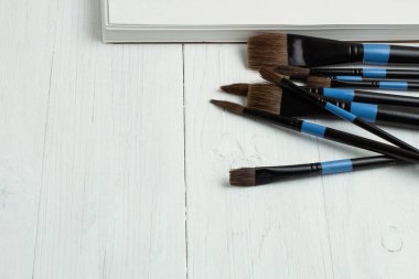 Boya fırçaları ve boş sketchbook