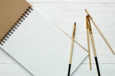 Boya fırçaları ve boş sketchbook
