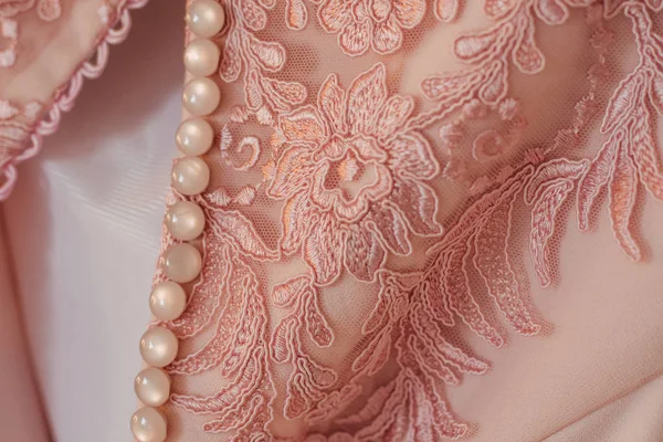 Bela Moda Rosa Têxtil Com Flores Rosa Vestido Noiva Salão — Fotografia de Stock