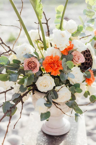 Foto Close Belo Buquê Casamento Flores Fundo — Fotografia de Stock