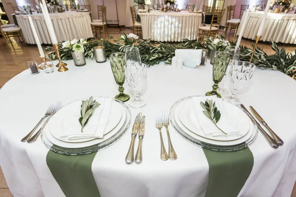 Vista Mesas Boda Cortadas Decoradas Restaurante — Foto de Stock