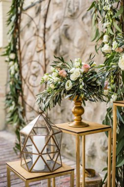 Çiçek düğün dekorasyon taze pastel çiçek ve mum 