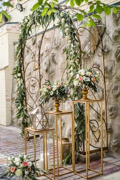 Blick Auf Den Vorbereiteten Und Blumengeschmückten Ort Für Die Trauung — Stockfoto
