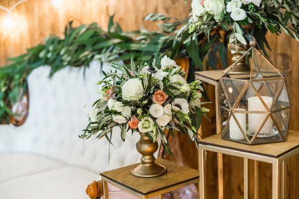 Close Decorações Casamento Florais Mesas — Fotografia de Stock