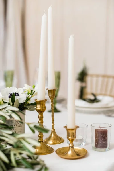 Close Floral Wedding Decorations Table — Stock Photo, Image