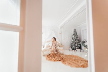 Şık Abiye poz içinde muhteşem bir genç kadın 