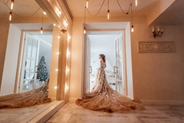 Şık Abiye poz içinde muhteşem bir genç kadın 