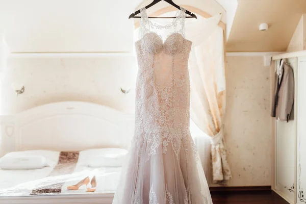 beautiful Wedding dress at bride room