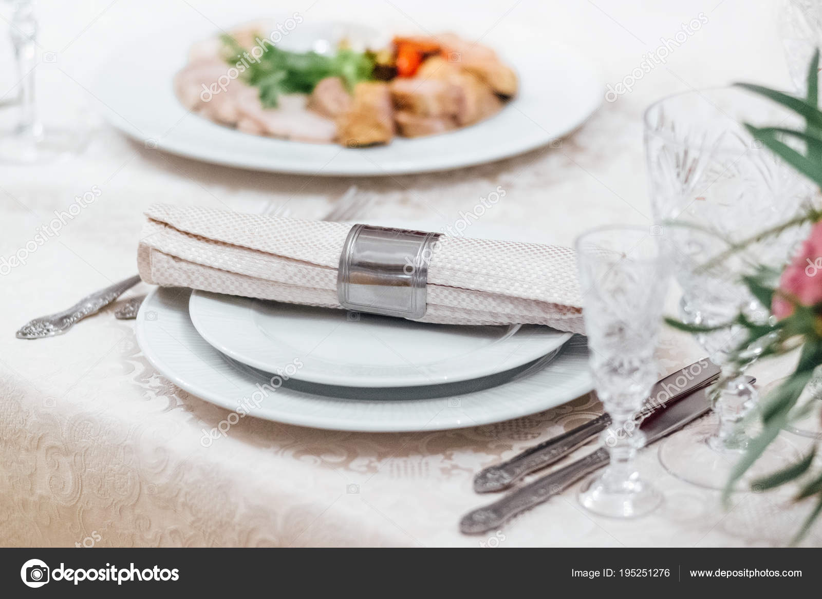 Beautiful Decoration Table Setting Wedding Party Stock Photo by