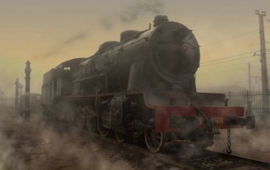 Eski tren. Lokomotif yaratıcı fotoğrafçılık