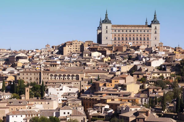 Miasto Toledo Panoramic Obiektów Zabytkowych Błękitem Nieba Kastylia Mancha Hiszpania — Zdjęcie stockowe