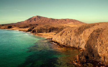 Lanzarote Papagayo Beach'te. Kanarya Adaları İspanya