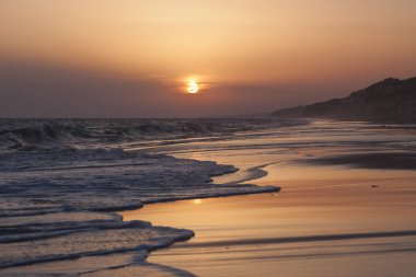 Sunset Beach Mazagon, Huelva, Andalusia, Atlantic coast, İspanya