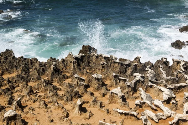 Alentejo Daki Balıkçıların Rotası Portekiz Deki Kayalıklarla Gezinti Kıyı Şeridi — Stok fotoğraf