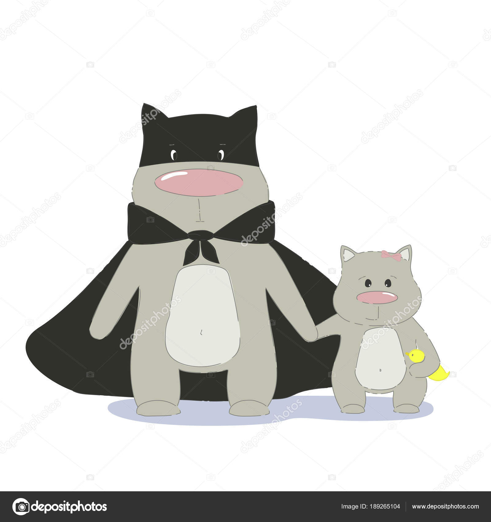 Super Héros Chat Père Et Fille Famille Chat Et Fille De