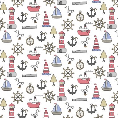 Çizgi film deniz sorunsuz arka plan. Vektör çizim.