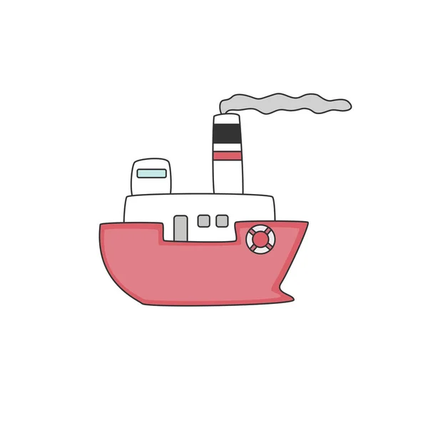 Cartoon ship on white background. Vector illustration. — Stock Vector