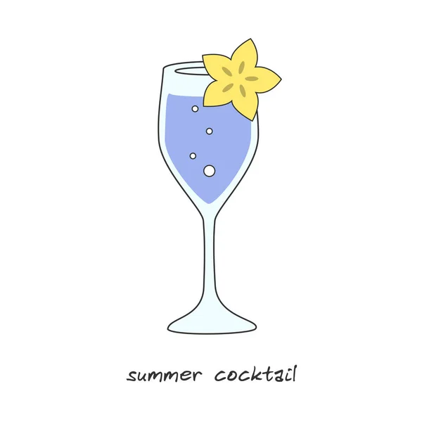 Літній тропічний коктейль з квітковим мультфільмом Векторні ілюстрації — стоковий вектор