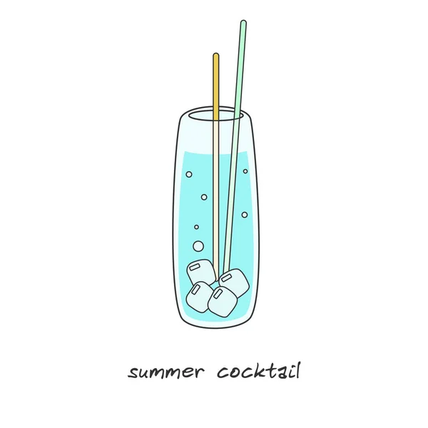 Letní tropické koktejl s brčka kreslené vektorové ilustrace — Stockový vektor