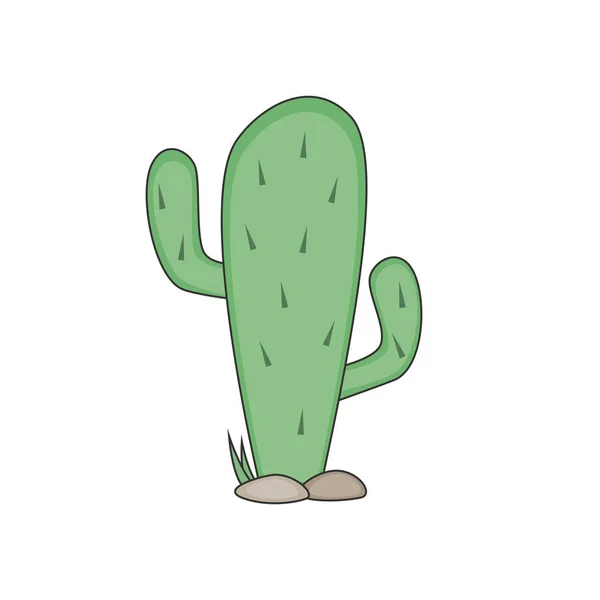 Cactus in desert. Cartoon vector and illustration, hand drawn st — Stock Vector