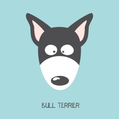 Boğa korkunç köpek yavrusu portresi. Köpek suratı sanatı. Vektör Illustra