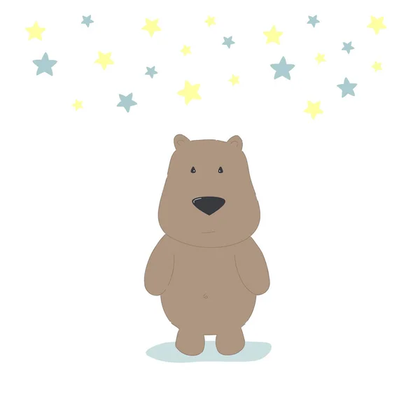 Baby Shower kártya aranyos medve vektor nyomtatása. Vektoros illusztráció. — Stock Vector