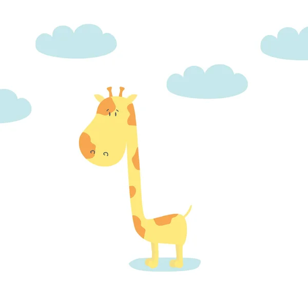 Bonito bebé Girafa. Cartão de banho de bebé. Ilustração vetorial . — Vetor de Stock
